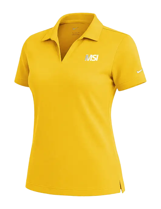 NIKE Yellow Gold Womens Dri-Fit Micro Pique Polo w/MSI Icon logo