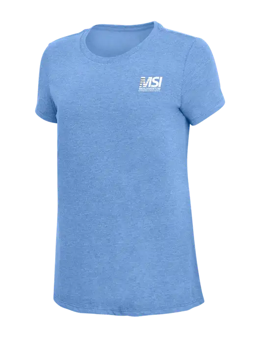 Womens Simply Soft Maritime Frost 4.5oz Poly/Combed Ring Spun Cotton T-Shirt
 w/Meauxmentum Logo