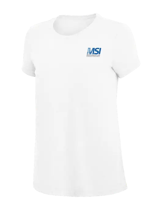 Womens Simply Soft White 4.5oz Poly/Combed Ring Spun Cotton T-Shirt
 w/Meauxmentum Logo