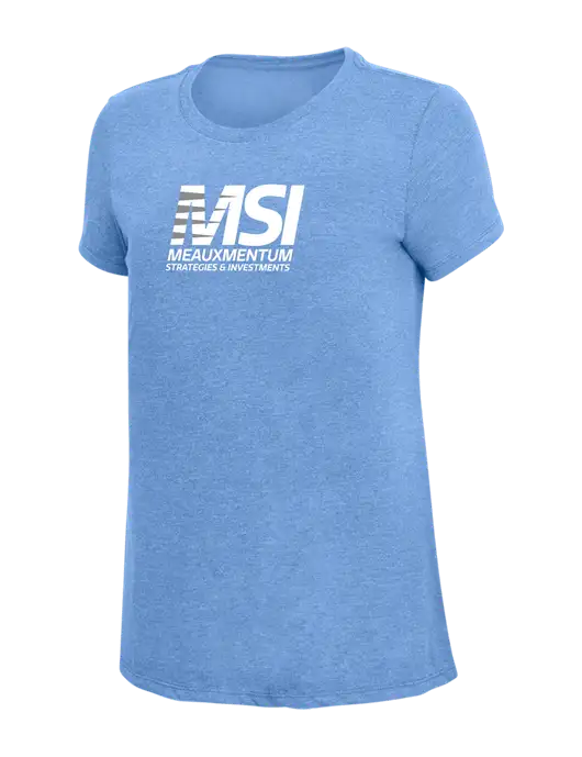 Womens Simply Soft Maritime Frost 4.5oz Poly/Combed Ring Spun Cotton T-Shirt
 w/Meauxmentum Logo