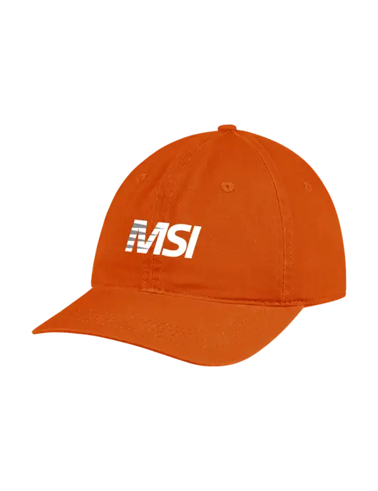 Garment Washed Unstructured Twill Orange Cap w/MSI Icon logo