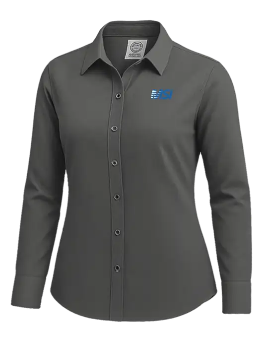 Brooks Brothers Womens Dark Grey Wrinkle-Free Stretch Nailhead Shirt w/MSI Icon logo