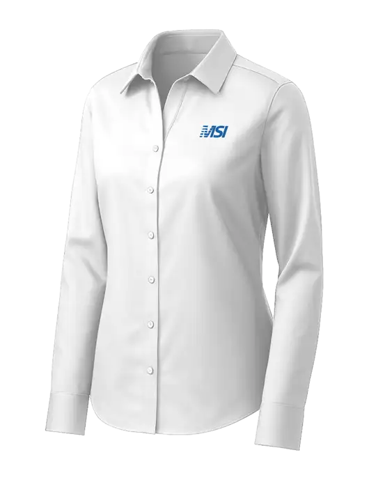 Brooks Brothers Womens White Wrinkle-Free Stretch Pinpoint Shirt w/MSI Icon logo