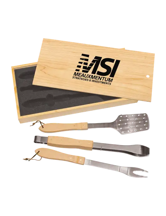 Wood BBQ Gift Set w/Meauxmentum Logo