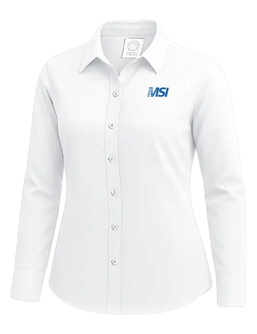Brooks Brothers Womens White Wrinkle-Free Stretch Nailhead Shirt w/MSI Icon logo