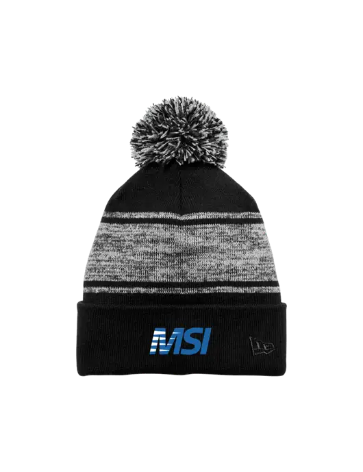 New Era Black/Charcoal Knit Chilled Pom Beanie w/MSI Icon logo
