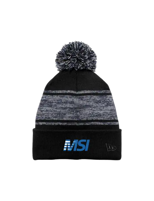 New Era Black/Navy Knit Chilled Pom Beanie w/MSI Icon logo