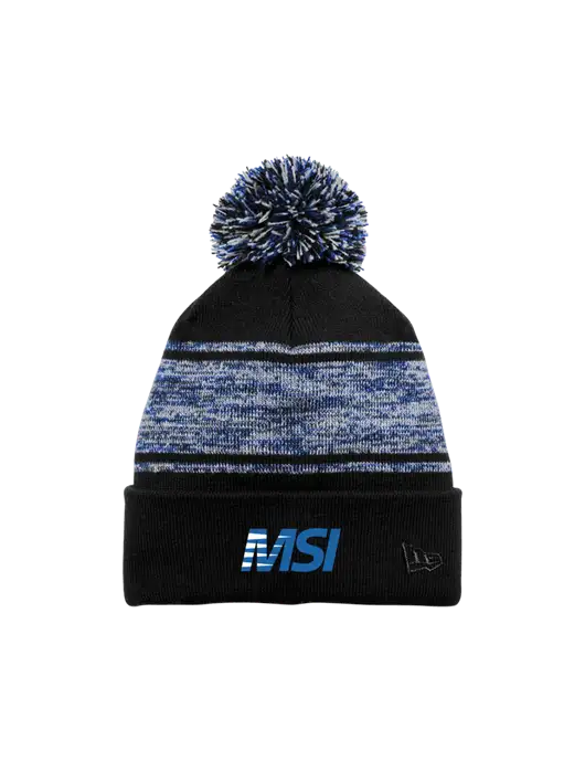 New Era Black/Royal Knit Chilled Pom Beanie w/MSI Icon logo