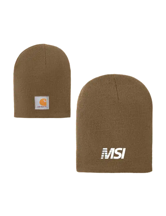 Carhartt Dark Caramel Brown Acrylic Knit Hat w/MSI Icon logo