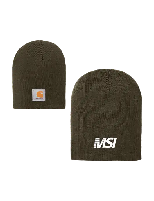 Carhartt Dark Olive Green Acrylic Knit Hat w/MSI Icon logo