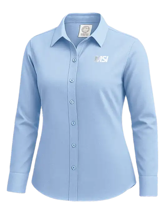 Brooks Brothers Womens Light Blue Wrinkle-Free Stretch Nailhead Shirt w/MSI Icon logo