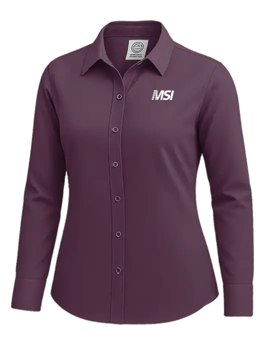 Brooks Brothers Womens Eggplant Wrinkle-Free Stretch Nailhead Shirt w/MSI Icon logo