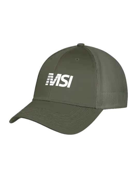 Olive Green Mesh Trucker Cap Snap Back w/MSI Icon logo