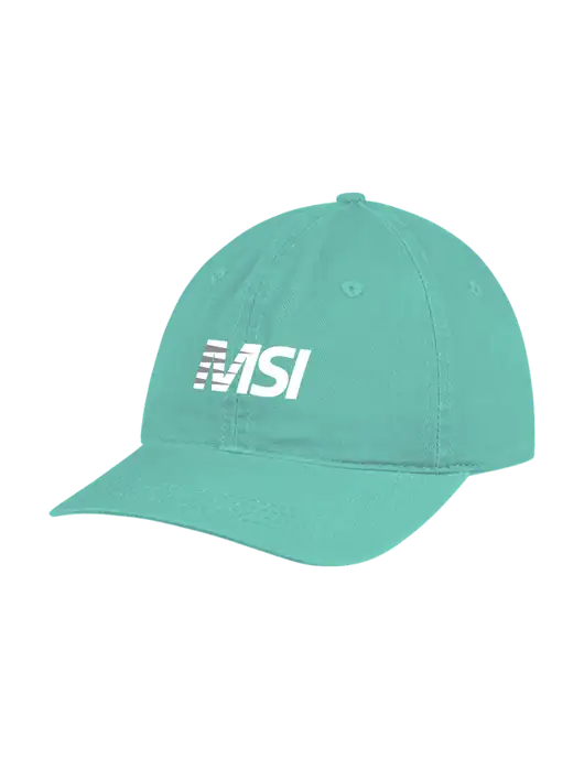 Garment Washed Unstructured Twill Very Light Teal Cap w/MSI Icon logo