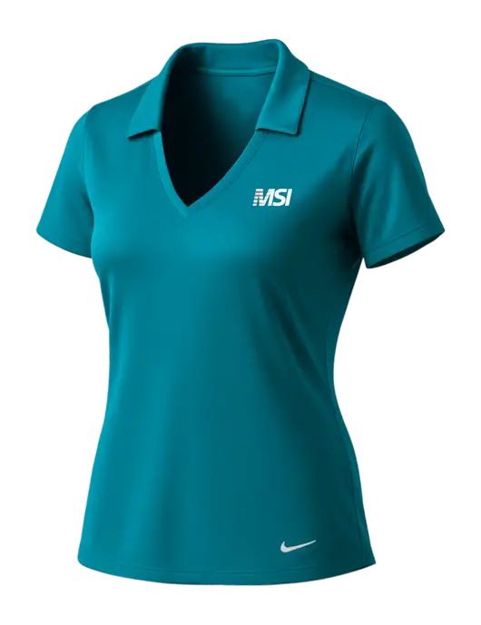 NIKE Dark Teal Womens Dri-Fit Vertical Mesh Polo w/MSI Icon logo