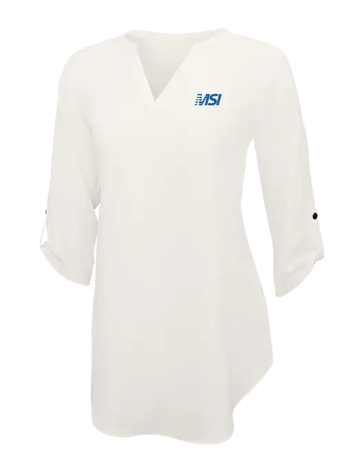 Ivory Womens 3/4 Sleeve Tunic Blouse w/MSI Icon logo