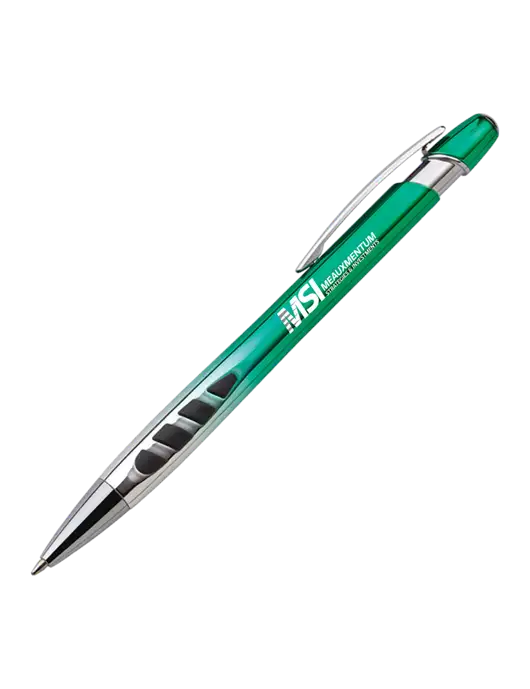 Zenith Green Ballpoint Pen - Blue ink w/Meauxmentum Logo