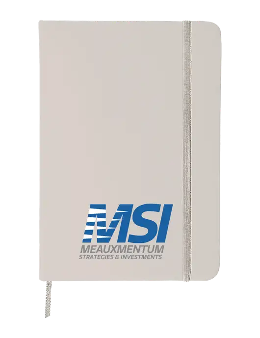White Comfort Touch Bound Journal 5" X 7" w/Meauxmentum Logo