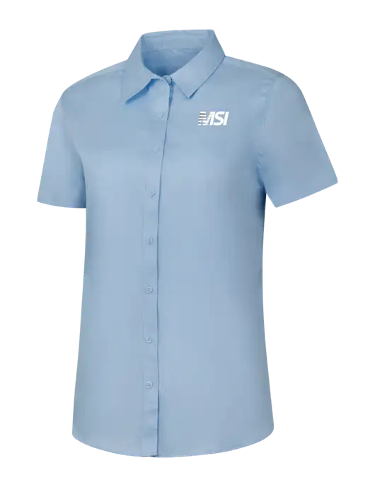 Womens Light Blue Short Sleeve Superpro React Twill Shirt w/MSI Icon logo