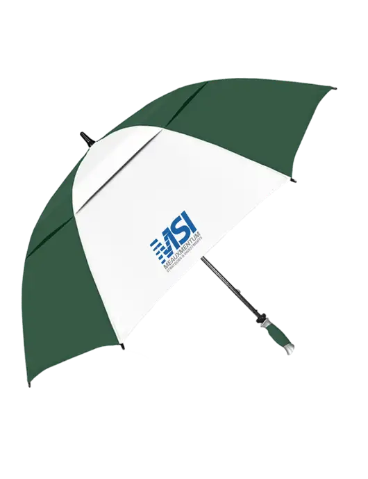 Dark Green/White Vented Typhoon Tamer Golf Umbrella w/Meauxmentum Logo