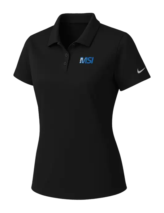 Nike Womens Black Dry Essential Solid Polo w/MSI Icon logo