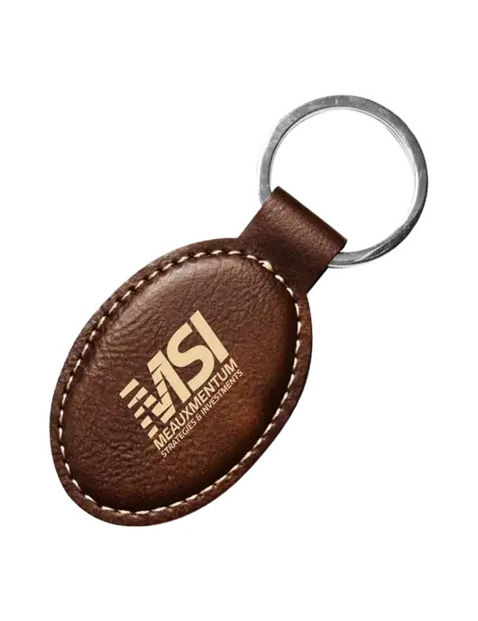 Rustic Leatherette Oval Keychain w/Meauxmentum Logo