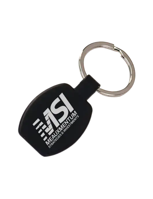 Black Laserable Rounded Rectangle Keychain w/Meauxmentum Logo