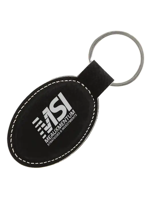 Black Leatherette Oval Keychain w/Meauxmentum Logo
