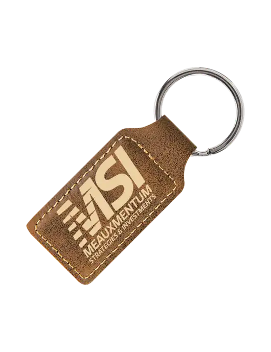 Rustic Laserable Leatherette Rectangle Keychain w/Meauxmentum Logo