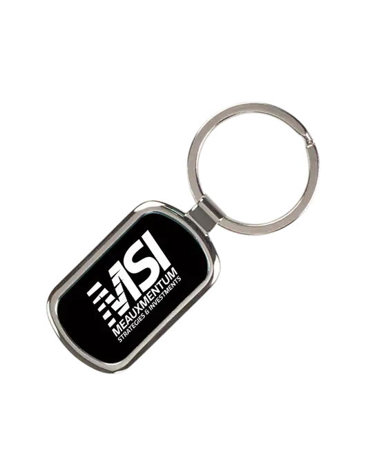 Black Laserable Rectangle Keychain w/Meauxmentum Logo