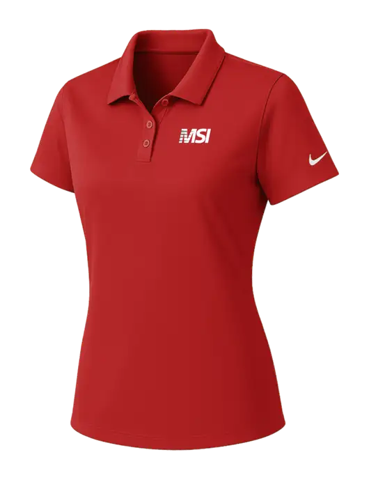 Nike Womens Red Dry Essential Solid Polo w/MSI Icon logo
