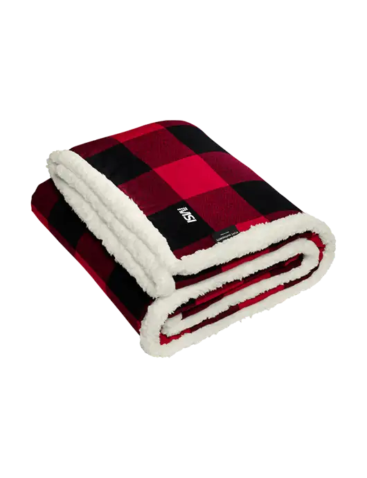 Red/Black Flannel  Sherpa Blanket w/MSI Icon logo