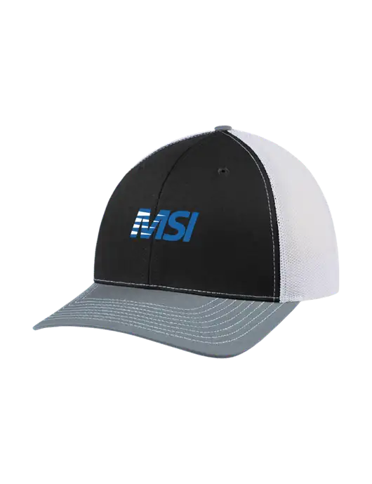 Richardson Adjustable Snapback Original 112 Trucker Cap Black/Light Heather Grey/White Mesh w/MSI Icon logo