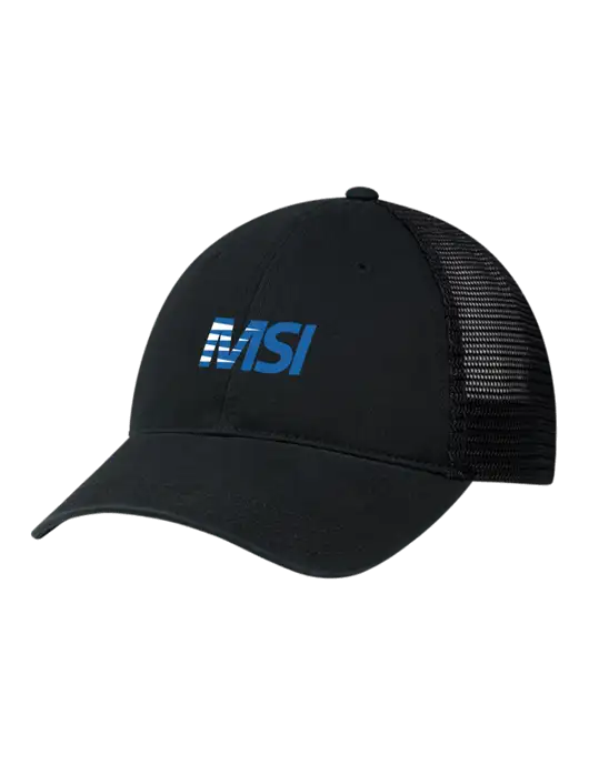 Richardson 111 Garment Washed Trucker Cap Black w/Black Mesh w/MSI Icon logo