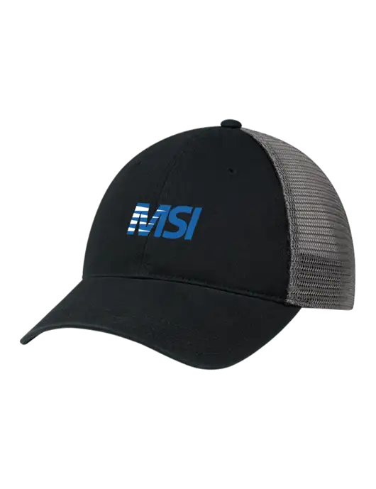 Richardson 111 Garment Washed Trucker Cap Black w/Charcoal Mesh w/MSI Icon logo