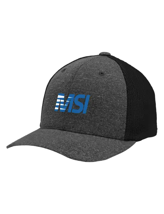 Flexfit Black/Dark Charcoal Heather Melange Mesh Back Trucker Cap w/MSI Icon logo