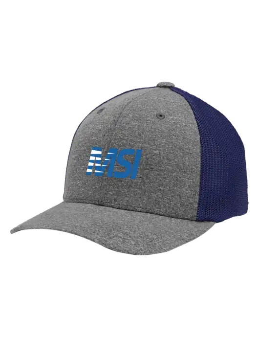 Flexfit Navy/Medium Grey Heather Melange Mesh Back Trucker Cap w/MSI Icon logo