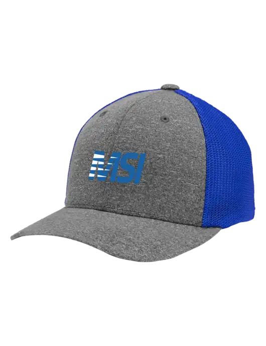 Flexfit Royal/Medium Grey Heather Melange Mesh Back Trucker Cap w/MSI Icon logo