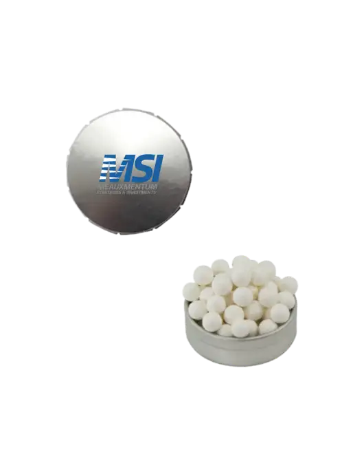 Signature Peppermints In Silver Snap Top Tin  w/Meauxmentum Logo