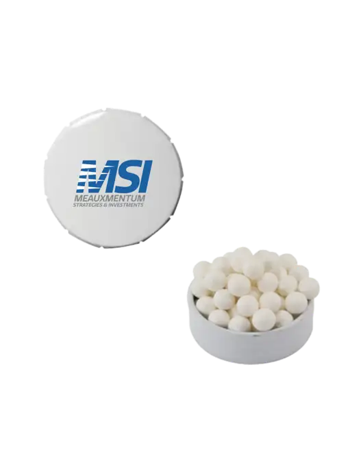 Signature Peppermints In White Snap Top Tin  w/Meauxmentum Logo