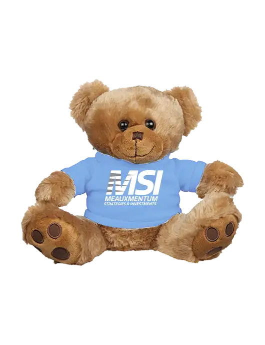 8 1/2 Cuddly Brown Bear With Light Blue T-Shirt w/Meauxmentum Logo
