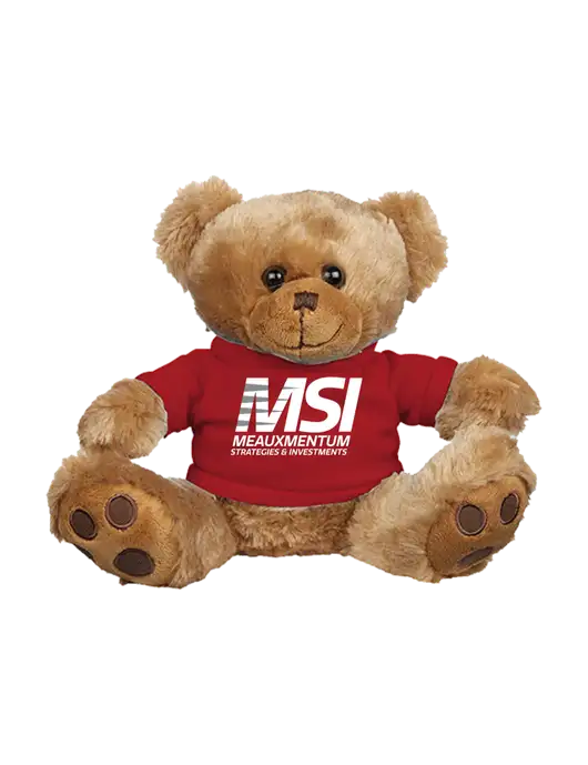 8 1/2 Cuddly Brown Bear With Red T-Shirt w/Meauxmentum Logo
