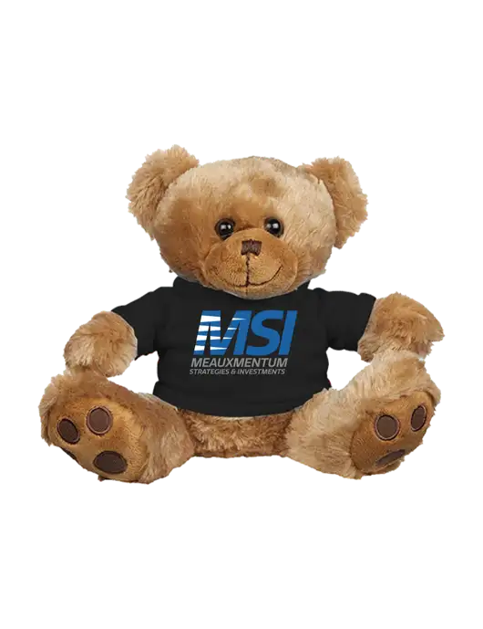 8 1/2 Cuddly Brown Bear With Black T-Shirt w/Meauxmentum Logo