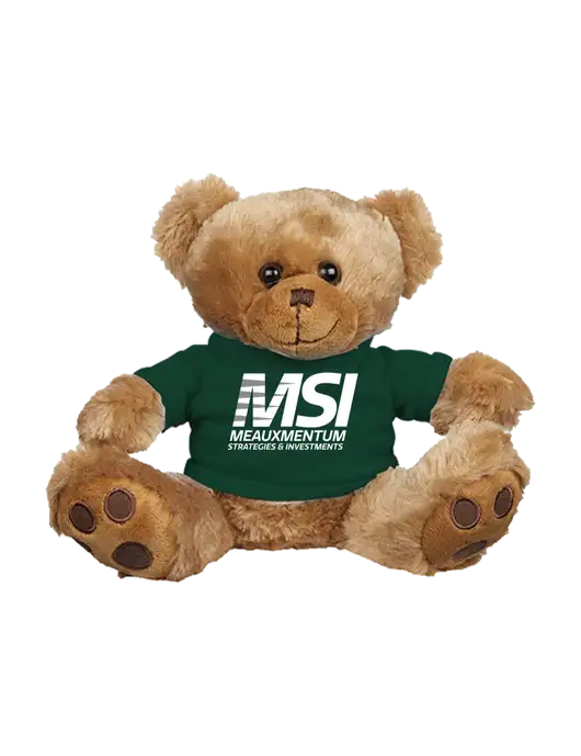 8 1/2 Cuddly Brown Bear With Dark Green T-Shirt w/Meauxmentum Logo