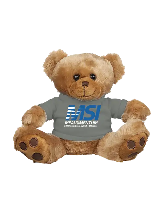8 1/2 Cuddly Brown Bear With Heather Grey T-Shirt w/Meauxmentum Logo