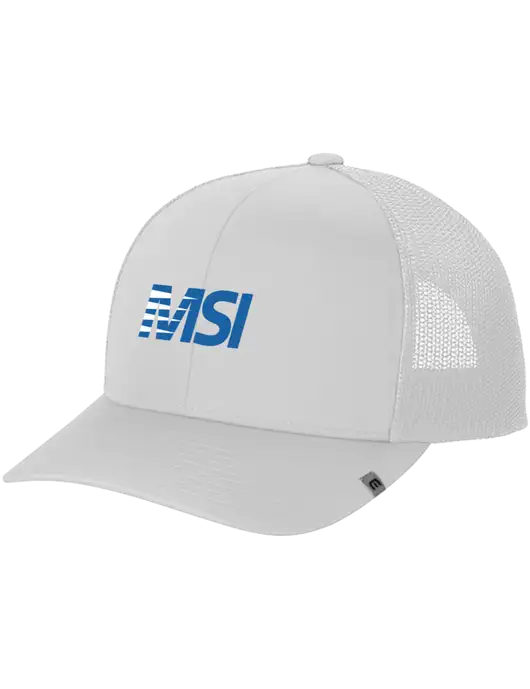 TravisMathew White Cruz Trucker Cap w/MSI Icon logo