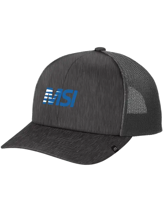 TravisMathew Very Dark Grey Heather Cruz Trucker Cap w/MSI Icon logo