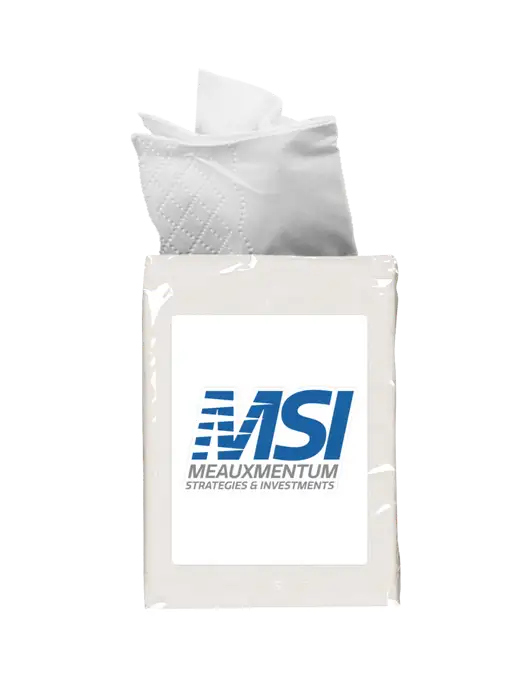 White Mini Tissue Packet w/Meauxmentum Logo