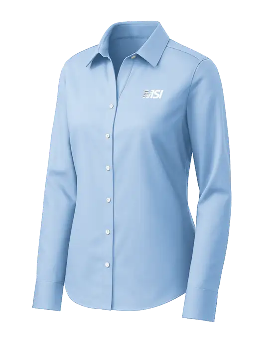 Brooks Brothers Womens Light Blue Wrinkle-Free Stretch Pinpoint Shirt w/MSI Icon logo