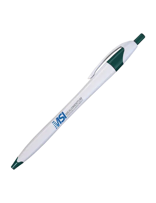 Novella White/Dark Green Classic Pen - Blue Ink w/Meauxmentum Logo